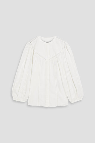ISABEL MARANT LEONARD CROCHET-TRIMMED COTTON-BLEND JACQUARD BLOUSE - Size 38
