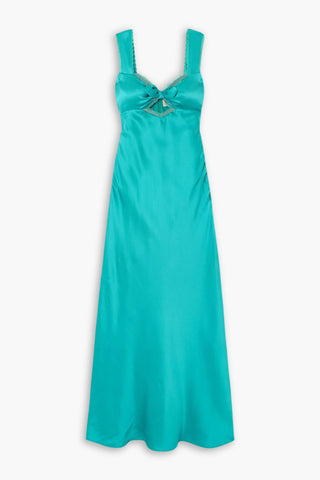SALONI LINA CUTOUT LACE-TRIMMED SILK-CREPE MAXI DRESS - Size 12