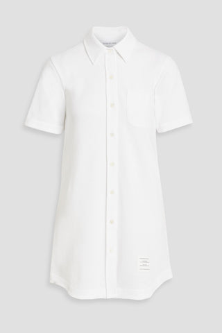 THOM BROWNE EMBELLISHED COTTON-PIQU MINI SHIRT DRESS - Size 38