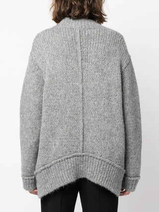 Tom Ford Bouclé Knit Deep V-Neck Sweater Grey