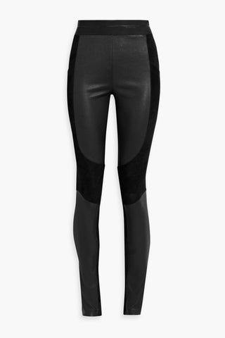 HELMUT LANG CL RACER LEATHER AND SUEDE LEGGINGS - Size 2