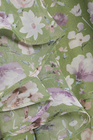 MIKAEL AGHAL RUFFLED FLORAL-PRINT CHIFFON MIDI DRESS - Size 12