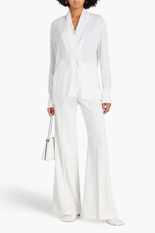 ANOTHER TOMORROW DRAPED STRETCH-CREPE BLOUSE - Size 48