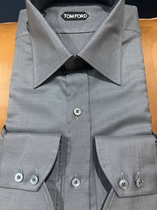 Tom Ford Cotton Micro-Pattern Point-Collar Dress Shirt