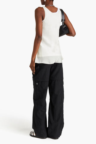 3.1 PHILLIP LIM LACE-TRIMMED LAYERED COTTON-JERSEY AND SATIN TANK - Size L