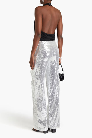 ALICE + OLIVIA DRAPED STRETCH-JERSEY HALTERNECK BODYSUIT - Size L