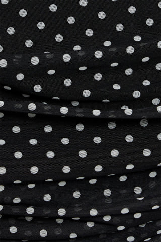 ALICE + OLIVIA ISADOLA OFF-THE-SHOULDER POLKA-DOT MESH TOP - Size S