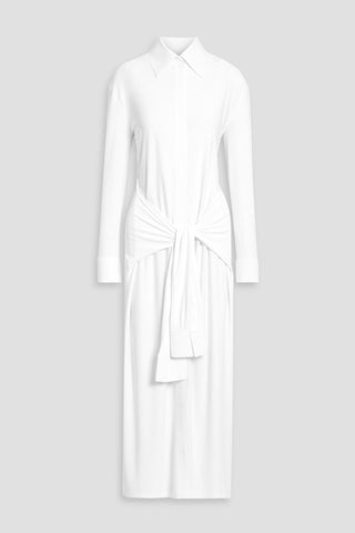 NORMA KAMALI TIE-DETAILED STRETCH-JERSEY MAXI SHIRT DRESS - Size 34