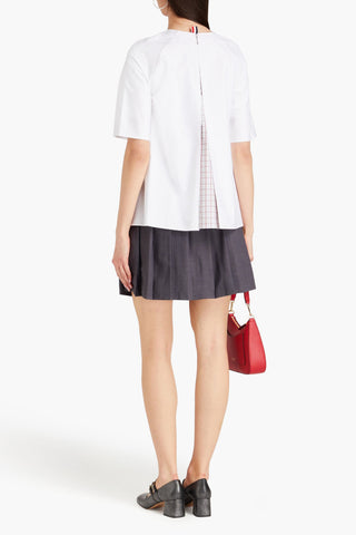 THOM BROWNE OXFORD-PANELED COTTON-POPLIN TOP - Size 42
