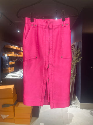 Tom Ford Tom Ford Textured Hot Pink Button-Front Midi Skirt