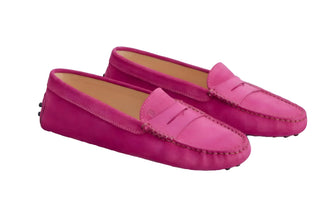 Tods Fuchsia Suede Penny Gommino Driving Shoes