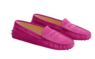 Tods Tod's Suede Gommino Penny Driving Shoes Fuchsia