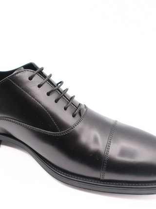 Tods Shiny Black Leather Lace-Up Cap-Toe Oxfords