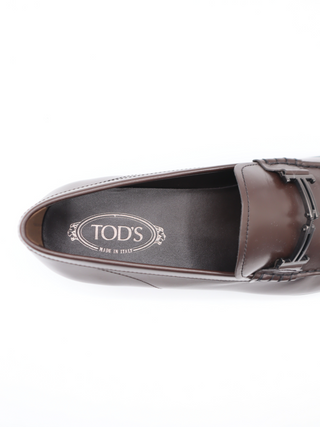 Tods Brown Leather Buckle Mocassino Loafers