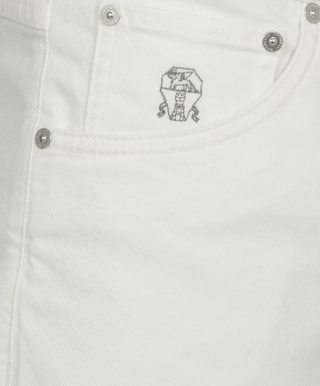 Brunello Cucinelli White Cotton Five-Pocket Jeans