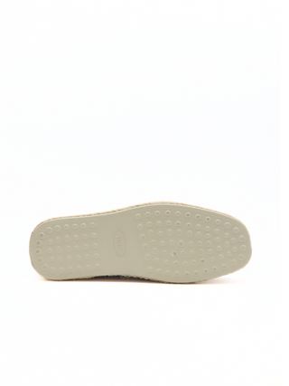 Tods Croc-Embossed Leather Espadrille with Raffia Sole Grey