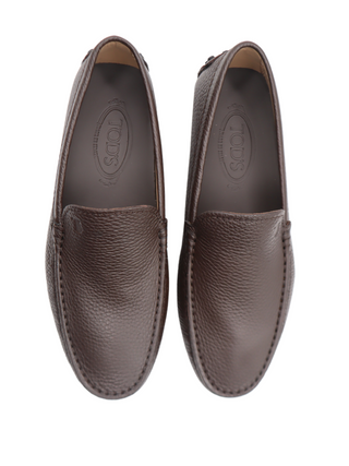 Tods Grained Leather Gommino Driver Shoes Dark Brown