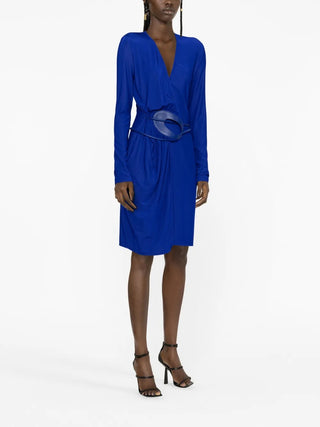 Tom Ford Tom Ford Viscose Draped Wrap Dress with Asymmetric Belt