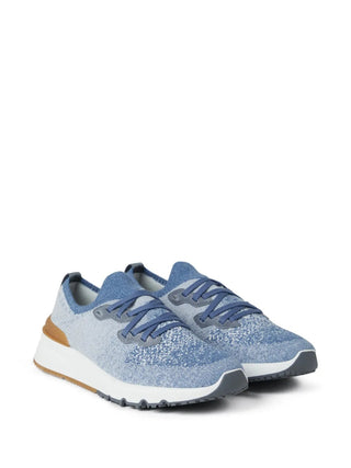 Brunello Cucinelli Two-Tone Knit Low-Top Sneakers