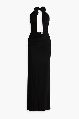 MAGDA BUTRYM STRAPLESS FLORAL-APPLIQUD CUTOUT STRETCH-JERSEY GOWN - Size 38