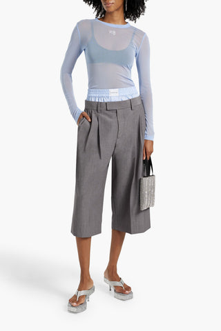 ALEXANDER WANG CRYSTAL-EMBELLISHED STRETCH-TULLE TOP - Size M