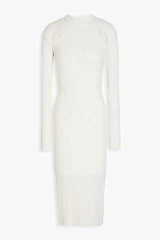 LVIR CUTOUT RIBBED-KNIT MIDI DRESS - Size S