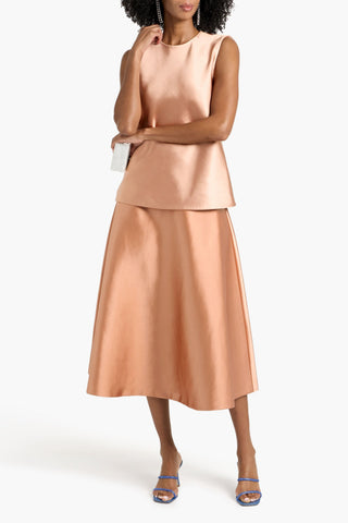 CAROLINA HERRERA SATIN MIDI SKIRT - Size 0
