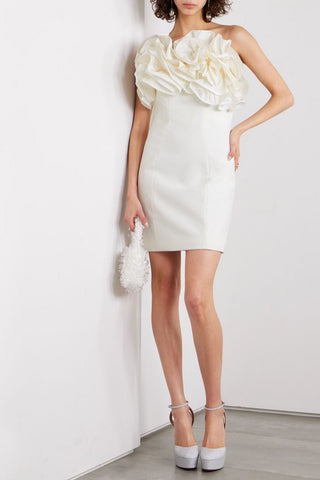 CAROLINA HERRERA STRAPLESS RUFFLED CREPE MINI DRESS - Size 4