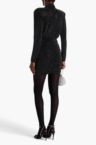 SIMKHAI ABRAH CRYSTAL-EMBELLISHED DRAPED JERSEY MINI DRESS - Size M
