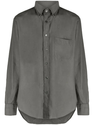 Tom Ford Cotton Button-Down Collar Shirt with Chest Pocket Green