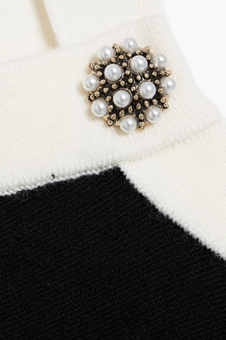 ALICE + OLIVIA DANDI CROPPED EMBELLISHED WOOL-BLEND TOP - Size XS
