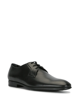 Tods Smooth Leather Lace-Up Derby Shoes Black