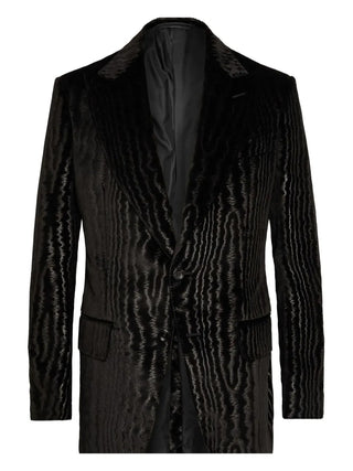 Tom Ford Patterned Velvet Single-Breasted Blazer Black