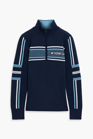 WE NORWEGIANS STRYN JACQUARD-KNIT MERINO WOOL-BLEND HALF-ZIP SWEATER - Size S