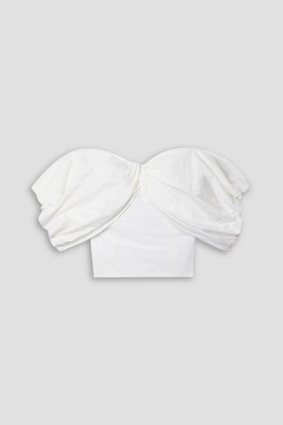 ROSIE ASSOULIN FARFALLE-N OFF YOUR SHOULDER GATHERED POPLIN TOP - Size 8