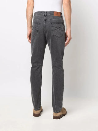 Brunello Cucinelli Washed Distressed Grey Denim Jeans