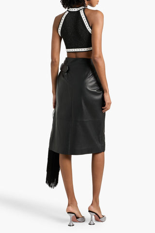 BALMAIN CROPPED METALLIC WOOL-BLEND TOP - Size 38