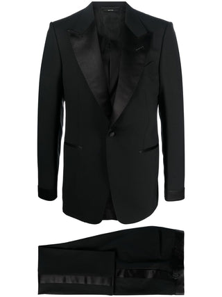 Tom Ford Tom Ford Lana Wool Satin Peak Lapel Tuxedo Suit Black