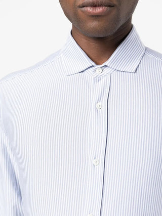 Brunello Cucinelli Cotton Striped Spread-Collar Dress Shirt
