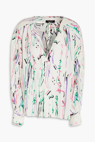 ISABEL MARANT AMBA PRINTED SILK-BLEND CREPE DE CHINE BLOUSE - Size 36
