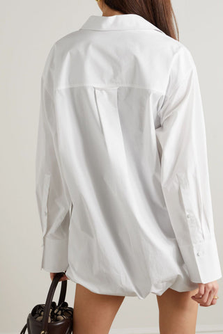 VALENTINO GARAVANI LAYERED COTTON-POPLIN AND STRETCH-JERSEY MINI SHIRT DRESS - Size 42
