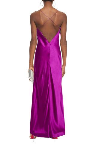 MICHELLE MASON DRAPED SILK-SATIN GOWN - Size 6