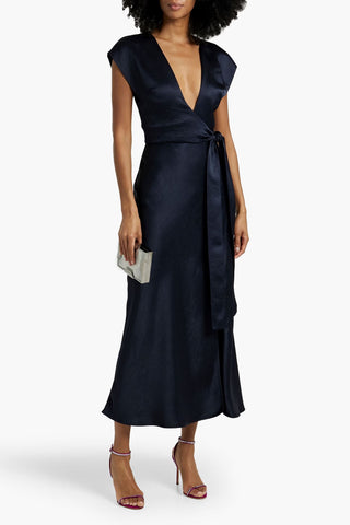 BEC & BRIDGE THE DREAMER WRAP-EFFECT SATIN-CREPE MIDI DRESS - Size 10