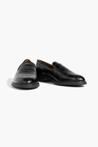 GIUSEPPE ZANOTTI DORIES CROC-EFFECT LEATHER LOAFERS - Size 37.5