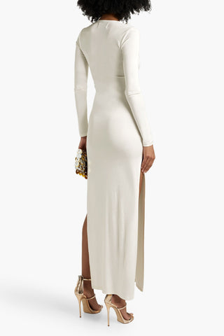 LOUISA BALLOU RING-EMBELLISHED STRETCH-JERSEY MAXI DRESS - Size M