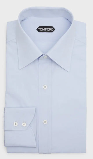 Tom Ford Cotton Point-Collar Dress Shirt in Light Blue