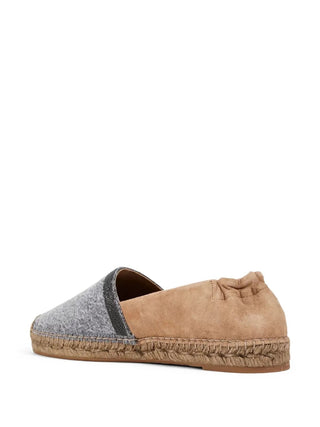 Brunello Cucinelli Brunello Cucinelli Dark Grey Woven Textile and Suede Espadrilles