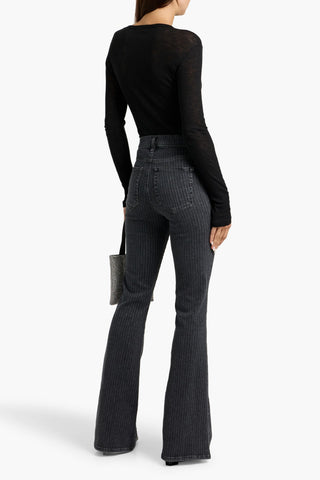 FRAME LE HIGH FLARE PINSTRIPED HIGH-RISE FLARED JEANS - Size 29