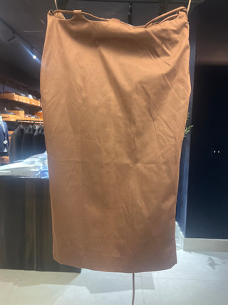 Tom Ford Satin-Effect Draped Brown Midi Skirt