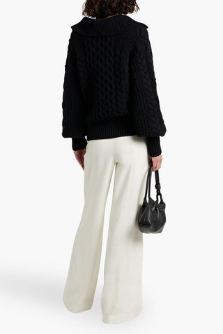 LOULOU STUDIO RAMMU CABLE-KNIT WOOL AND CASHMERE-BLEND POLO SWEATER - Size M